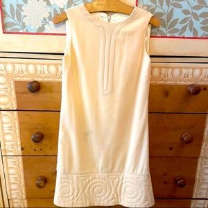 Vintage 1960s Pierre Cardin Space Age Geometric Print Beige Dress